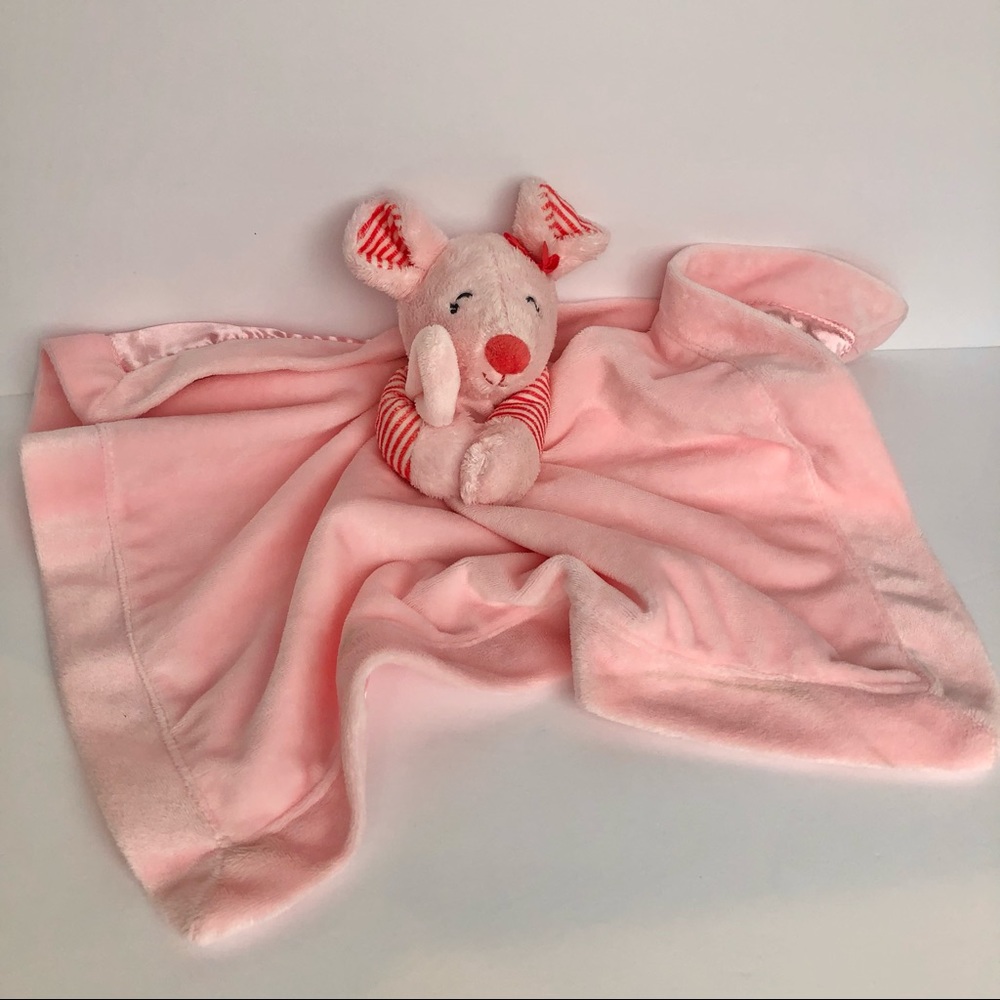 Carters Pink Mouse Security Blanket Plush Baby Lovey Infant Soft Satin Rattle